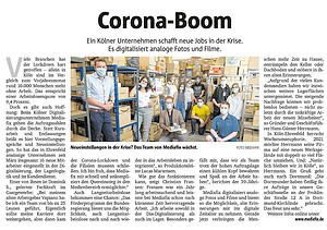 Artikel aus den Ruhrnachrichten vom 09.07.2020: Corona-Boom bei MEDIAFIX